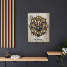 Saint George and Saint Antony of Padua, Saint Catherine of Alexandria, Saint Peter the Apostle, Saint Philomena, Saint Anne, Saint Barbara, Saint John the Baptist and Saint Agnes