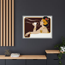 Poster showing woman holding up glass of coffee (Rajah brand) (1897) chromolithograph by Henri Meunier.
