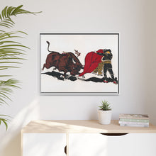 Matador and bull, aesthetic woodcut