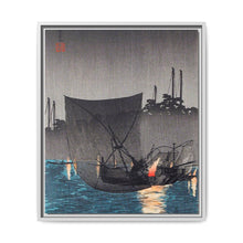 Tsukuda Island, Fishing Nets at Night (1936) print in high resolution by Hiroaki Takahashi - NOMADEN ART GALLERY