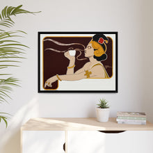 Poster showing woman holding up glass of coffee (Rajah brand) (1897) chromolithograph by Henri Meunier.