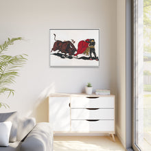 Matador and bull, aesthetic woodcut