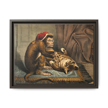 A monkey physician examining a cat patient for fleas. Coloured lithograph - NOMADEN ART GALLERY