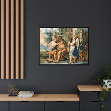 Tobias restoring the eyesight of Tobit in the presence of Raphael and Anna. Gouache painting by a Spanish painter, 19th century.