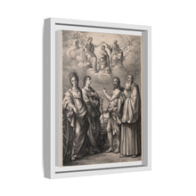 The coronation of the Virgin with four saints: Saint Catherine of Alexandria, Saint John the Evangelist, Saint John the Baptist and Saint Benedict or Saint Romuald. Drawing by F. Rosaspina, c. 1830, after G. Reni.