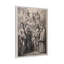 The coronation of the Virgin with four saints: Saint Catherine of Alexandria, Saint John the Evangelist, Saint John the Baptist and Saint Benedict or Saint Romuald. Drawing by F. Rosaspina, c. 1830, after G. Reni.