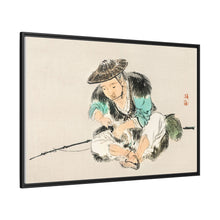 Man maintaining a fishing rod by Kōno Bairei (1844-1895)