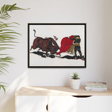 Matador and bull, aesthetic woodcut