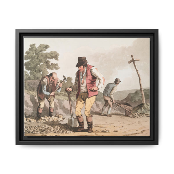 Illustration of stone breakers on the road from The Costume of Yorkshire (1814) by George Walker