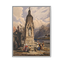 People near a river praying before the figure of a saint on a memorial cross - NOMADEN ART GALLERY