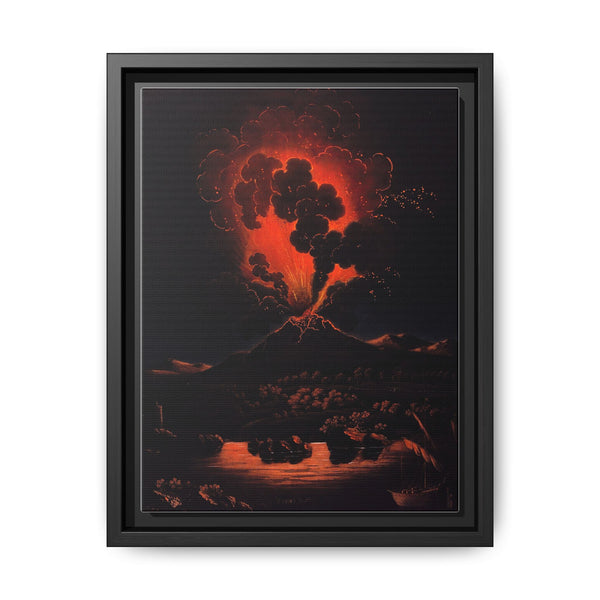 Eruption of Mount Etna at night; people in a boat in the foreground. Aquatint by F. Weber after A. d'Anna, ca. 1820 - NOMADEN ART GALLERY