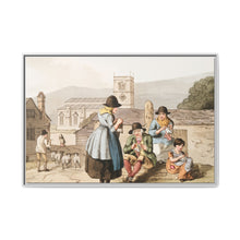 Illustration of Wensley Dale knitters from The Costume of Yorkshire (1814) by George Walker - NOMADEN ART GALLERY