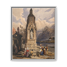 People near a river praying before the figure of a saint on a memorial cross - NOMADEN ART GALLERY