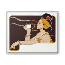 Poster showing woman holding up glass of coffee (Rajah brand) (1897) chromolithograph by Henri Meunier. - NOMADEN ART GALLERY