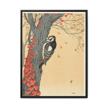 Great spotted woodpecker in tree with red ivy (1925 - 1936) by Ohara Koson