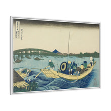 Viewing Sunset over the Ryogoku Bridge from the Onmaya Embankment (Onmayagashi yori Ryogokubashi sekiyo o miru), from the series 
