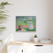 In the Woods at Giverny, Blanche Hoschedé at Her Easel with Suzanne Hoschedé Reading (1887) by Claude Monet - NOMADEN ART GALLERY