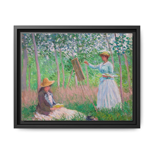 In the Woods at Giverny, Blanche Hoschedé at Her Easel with Suzanne Hoschedé Reading (1887) by Claude Monet - NOMADEN ART GALLERY